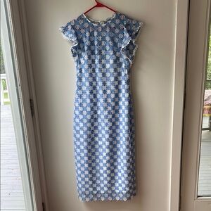 Elegant Blue Floral Lace Dress